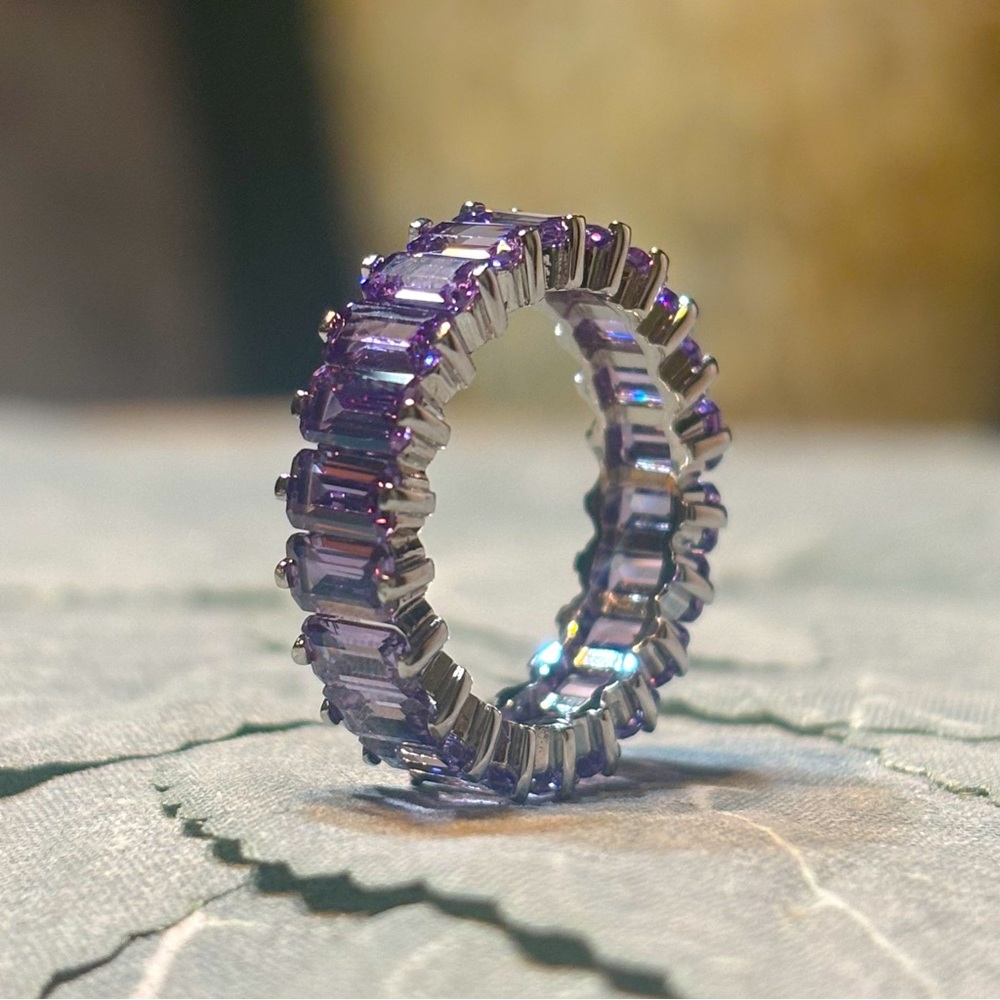 Italian 925 ring baguette stone